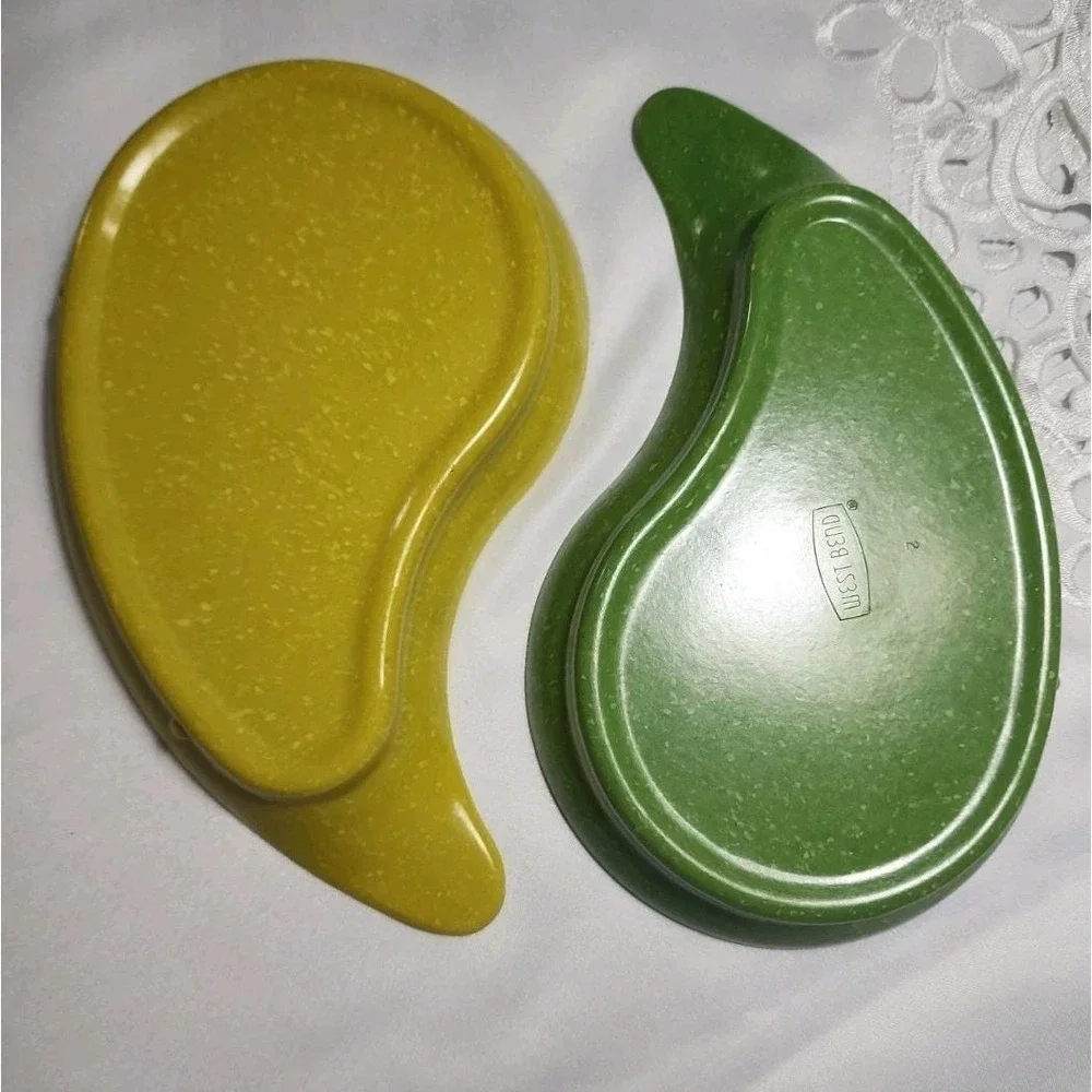 VTG Speckled Melamine plates teardrop kidney MCM USA yin Yang Trinket Dish Set 2